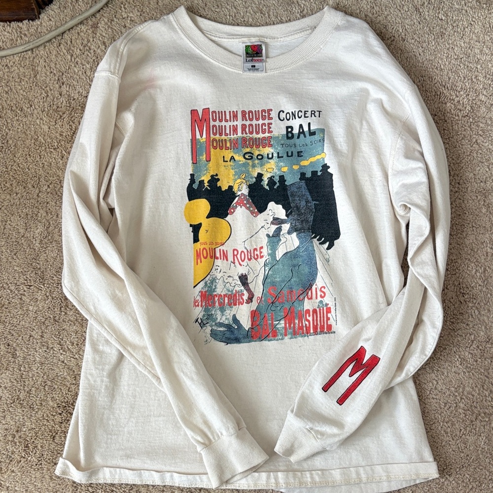 Fruit of the Loom Cream Moulin Rouge Graphic Long Sleeve